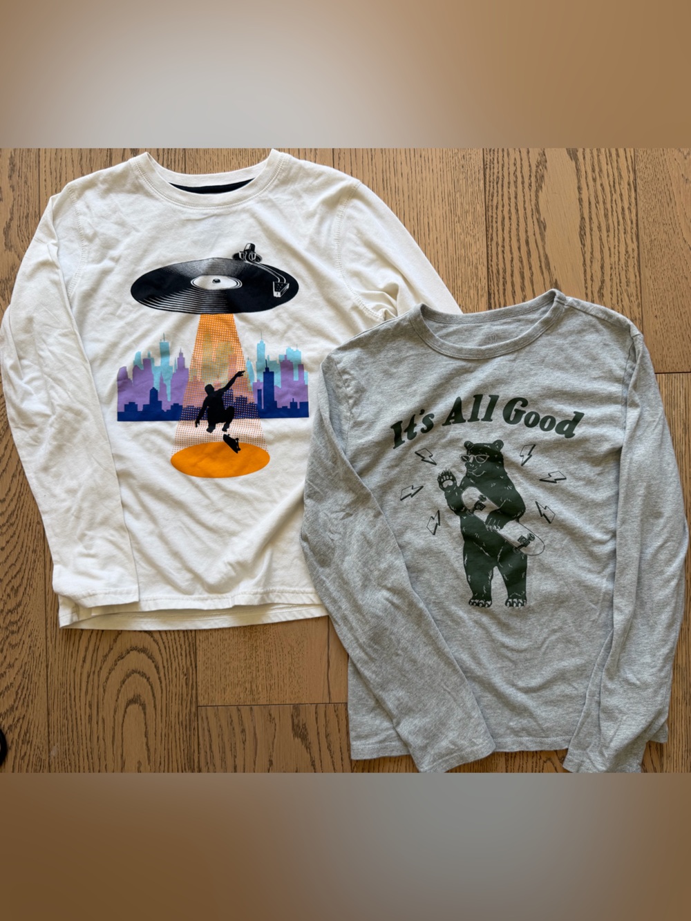GAP Thereabouts Boys Kids Set of 2 Soft Long-Sleeve Graphic Tees Sz 14/16